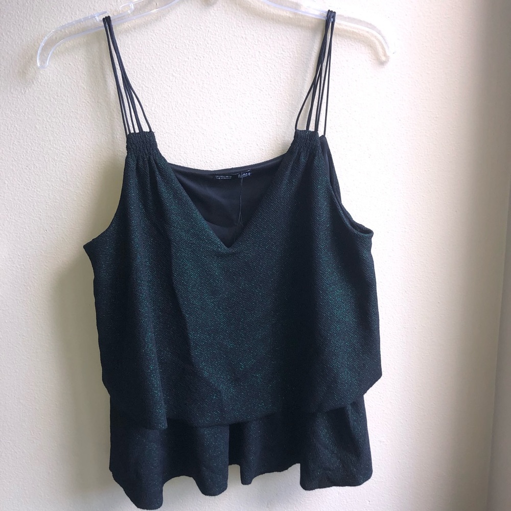 Zara Green Sparkle Party Tank Top